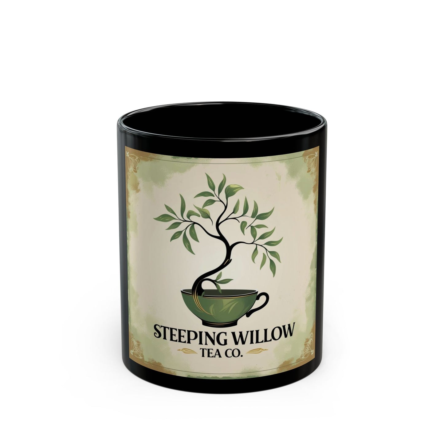 Steeping Willow Black Mug 11oz